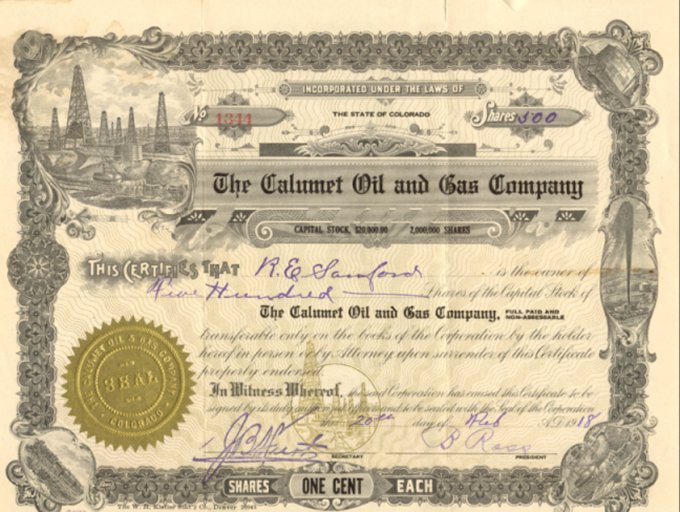 1918 Calumet Oil And Gas Company